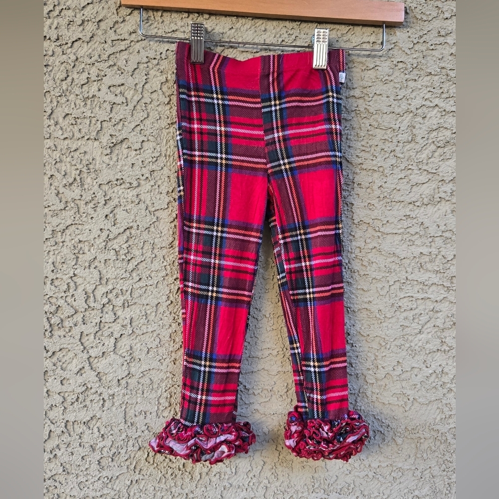 The Posh Peanut Red Tartan Ruffle Bottom Pajama Pants